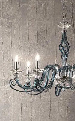 Lampadario 1306 12 luci ottanio e cromo attacco e14 d.100cm