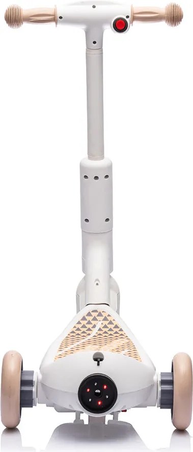 Monopattino Elettrico Deluxe a 3 Ruote 67x32x69 cm Luci LED RGB Casco e Protezioni Incluse Beige...