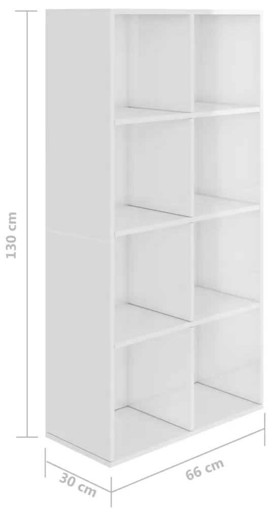 Libreria/Credenza Bianco Lucido 66x30x130 cm Legno Multistrato