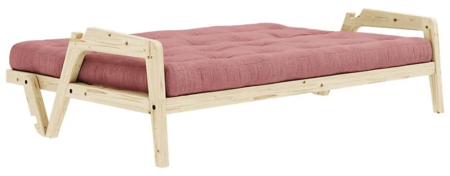 Divano letto in velluto a coste rosa 204 cm Grab Clear - Karup Design