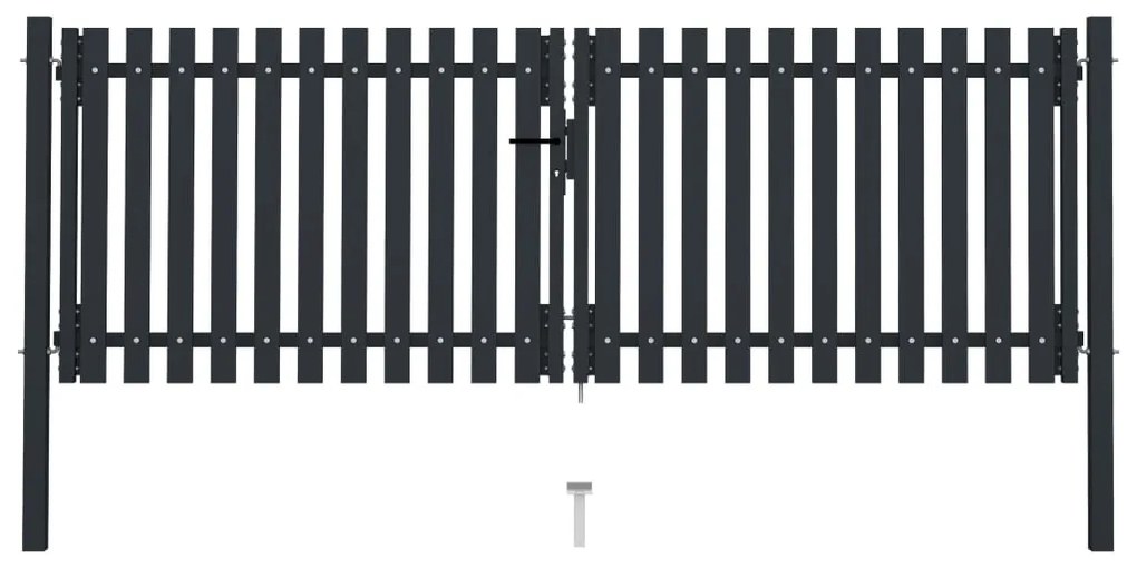 Cancello Per Recinzione Doppio İn Acciaio 306x150 Cm Antracite /