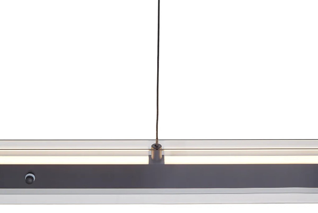 Lampada a sospensione moderna nera con vetro fumé con LED Easylift - Catch