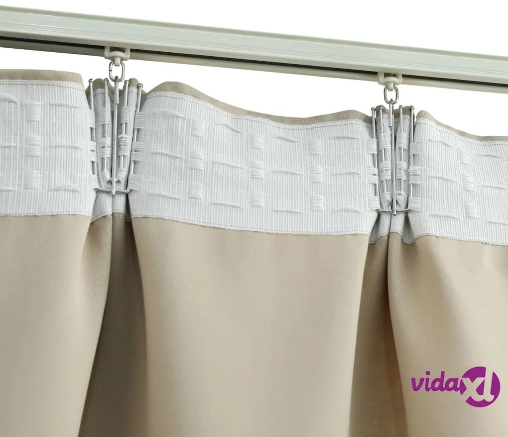 vidaXL Tende Oscuranti con Ganci 2 pz Beige 140x175 cm