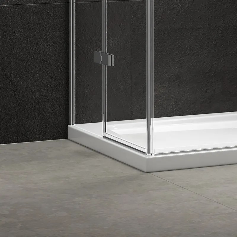 Box doccia angolare 80x140 doppio battente finitura acciaio spazzolato | KT1000AS - KAMALU