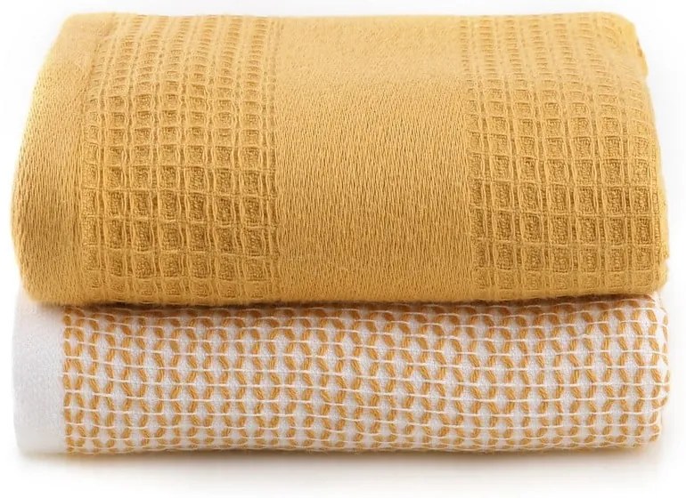 Set di asciugamani goffrati gialli 2 pz 40x60 cm Betty – Foutastic