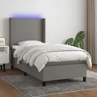 Letto a Molle Materasso e LED Grigio Scuro 90x200 cm in Tessuto cod mxl 76820