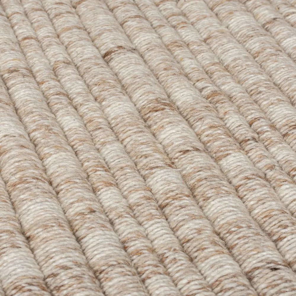 Tappeto beige in misto lana tessuto a mano 120x170 cm Rene Fringed Ribbed – Flair Rugs