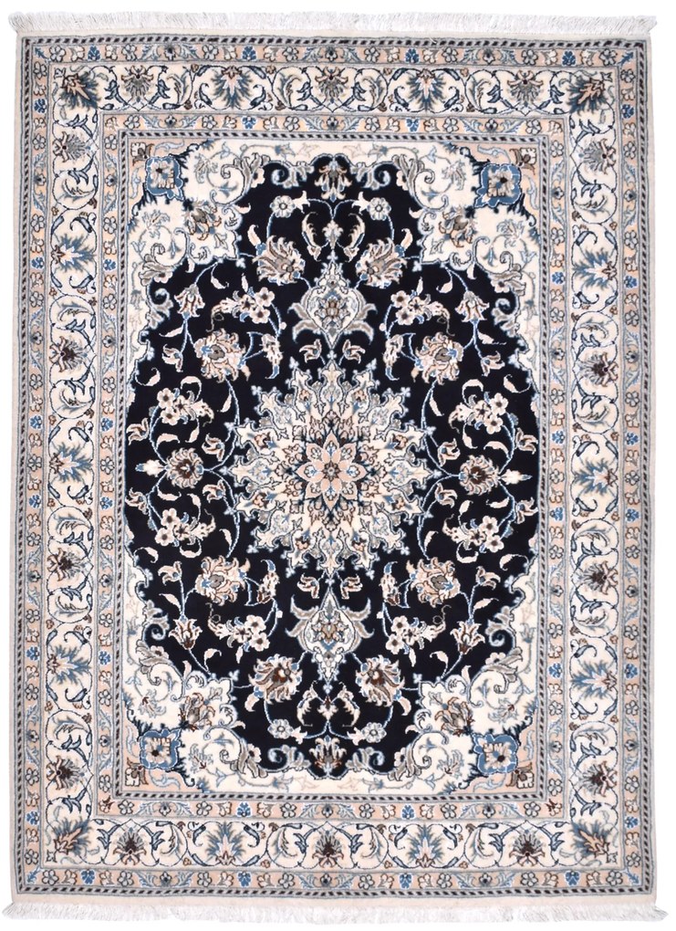 Nain Tappeto persiano 150x200 Blu (Iran) Annodato A Mano