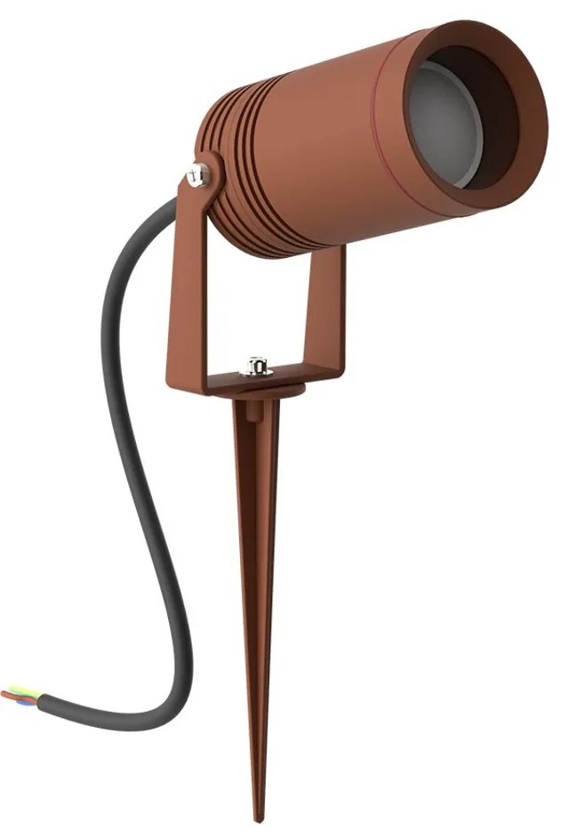 Faretto con Picchetto e Supporto GU10 IP67 Alluminio e Vetro - Corten