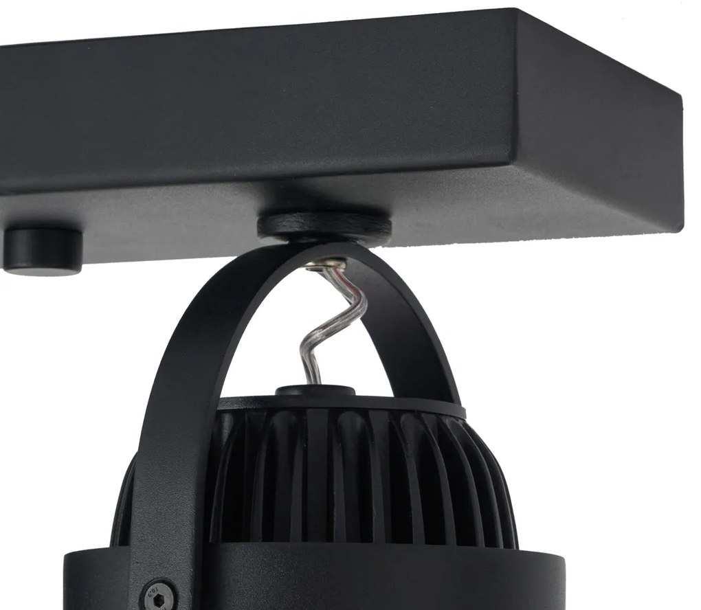 Faretto moderno da superficie nero con LED dimmerabile a 2 luci - Apollo