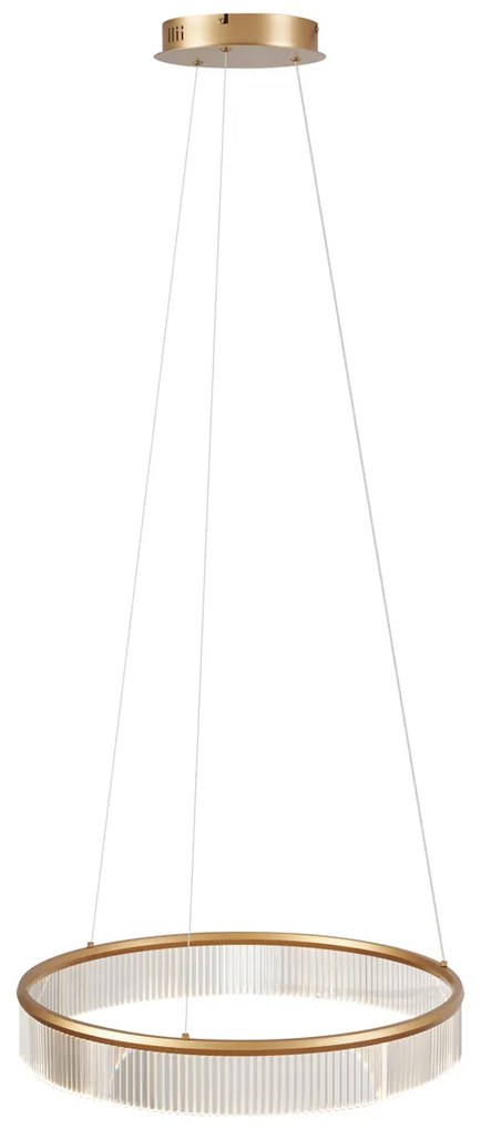 Lampada a sospensione moderna ottone 59cm incl. LED dimmerabile a 3 livelli - Anello Chandelier