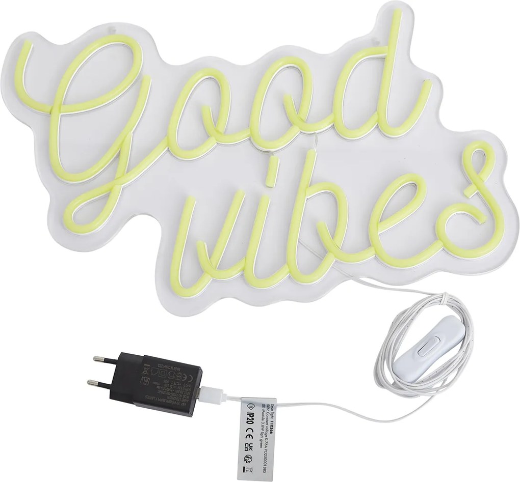 Lampada da parete al neon gialla con LED - Good Vibes