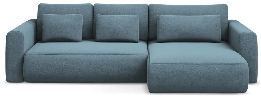 Divano angolare azzurro allungabile/con contenitore (con penisola a destra/con chaise lounge) Kapua – Makamii