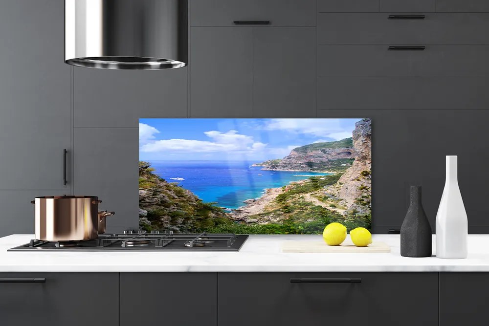 Pannello paraschizzi cucina Paesaggio di montagna della spiaggia del mare 125x50 cm