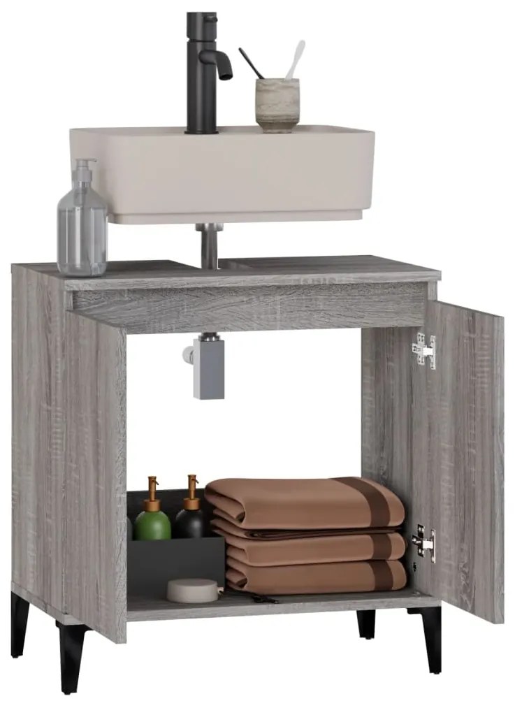 Mobile lavabo grigio sonoma 58x33x60 cm in legno multistrato