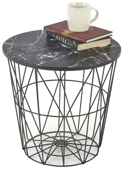 Tavolino HARISSA 41x42 cm nero/nero marmor decor
