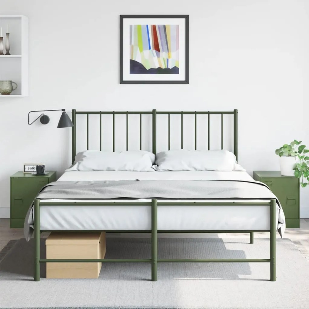 Comodini 2 Pz Verde Oliva 34,5x39x44 Cm İn Acciaio /