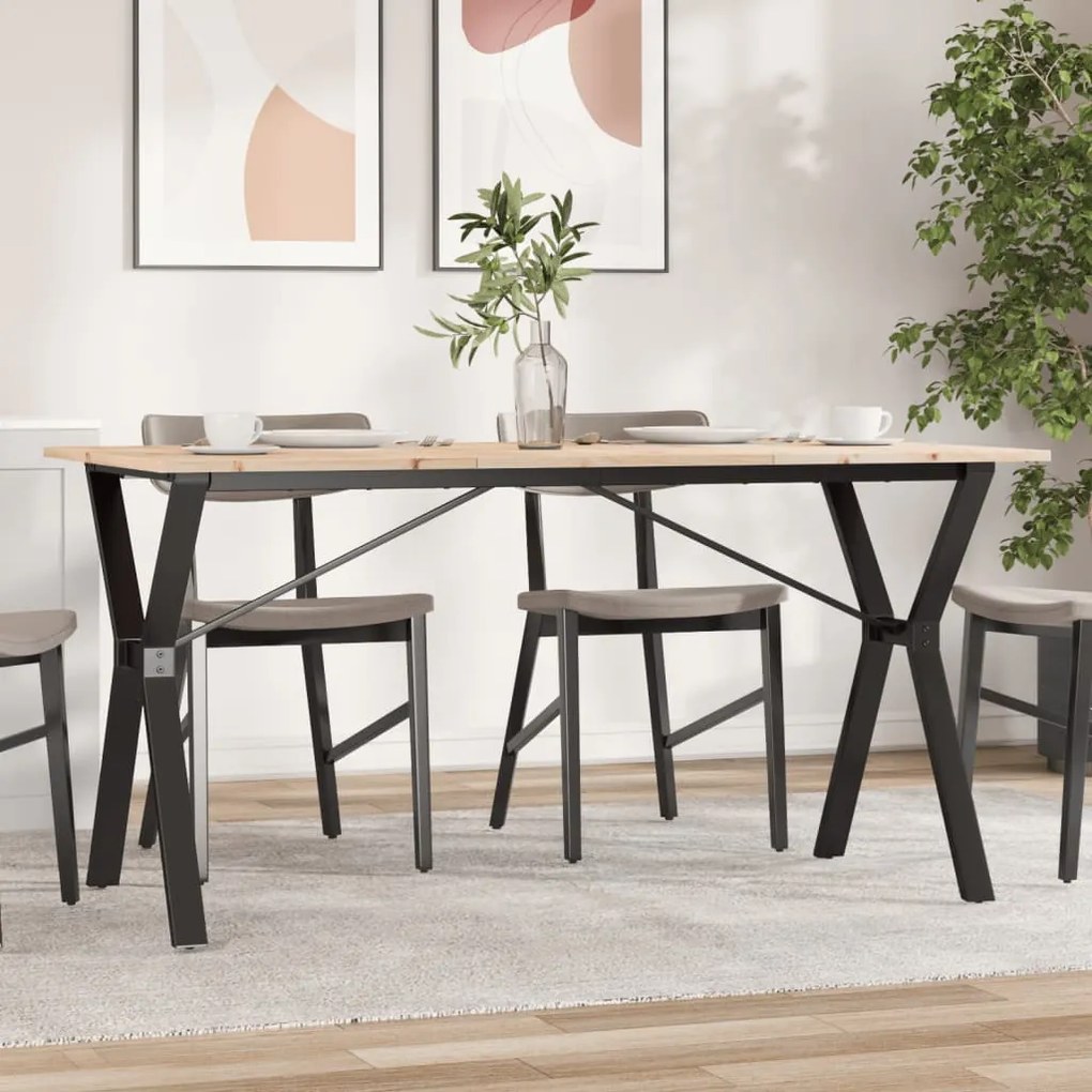 Tavolo Da Pranzo Telaio A Y 160x80x75 Cm Legno Pino E Acciaio /