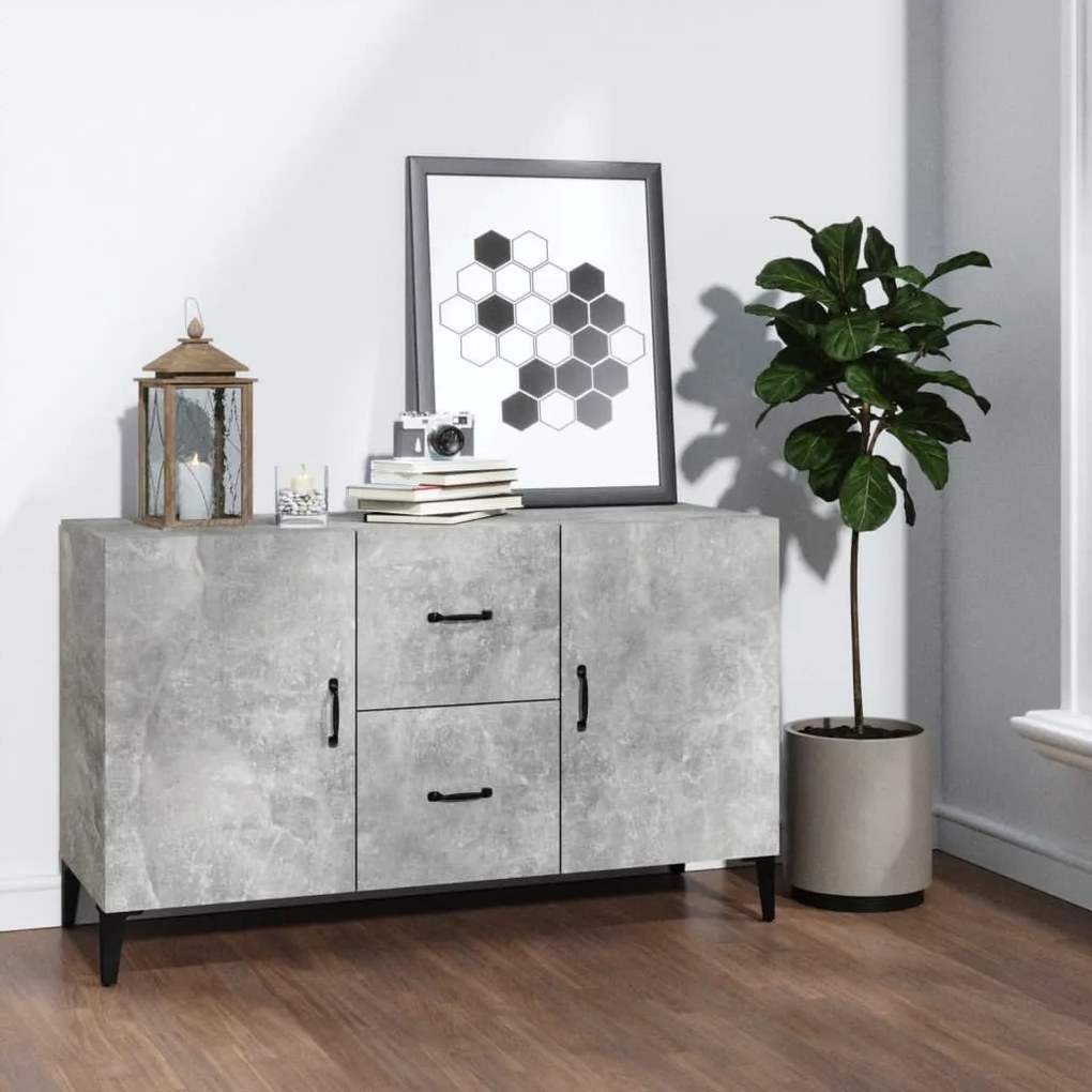 Credenza Grigio Cemento 100x36x60 Cm İn Legno Multistrato /