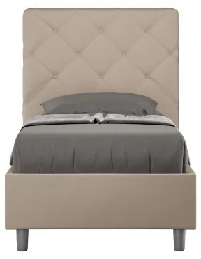 Letto singolo contenitore imbottito 80x200 similpelle tortora Priya