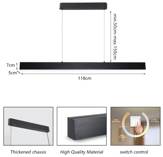 Brilagi - Lampadario LED a sospensione con filo SLEEKLINE LED/40W/230V 3000/4500/6000K nero