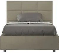 Letto matrimoniale francese con rete imbottito 140x200 similpelle cappuccino Mika