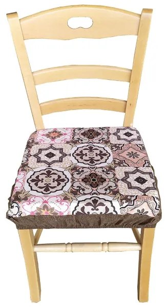 Cuscino da sedia imbottito coprisedia mollettone con fascia elastica fantasia maiolica SET 4 Pezzi