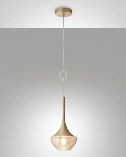Apollo sospensione ottone satinato 1 luce attacco e27 d.20cm in met...