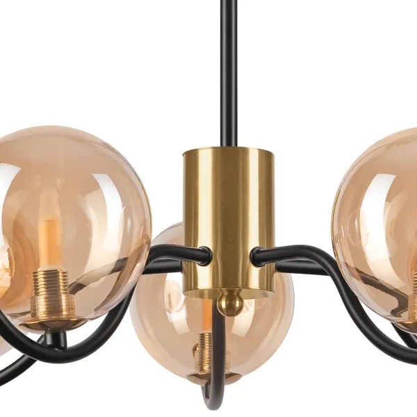 Lampadario a sospensione con supporto rigido GEORGIA 5xG9/5W/230V oro/fumé beige