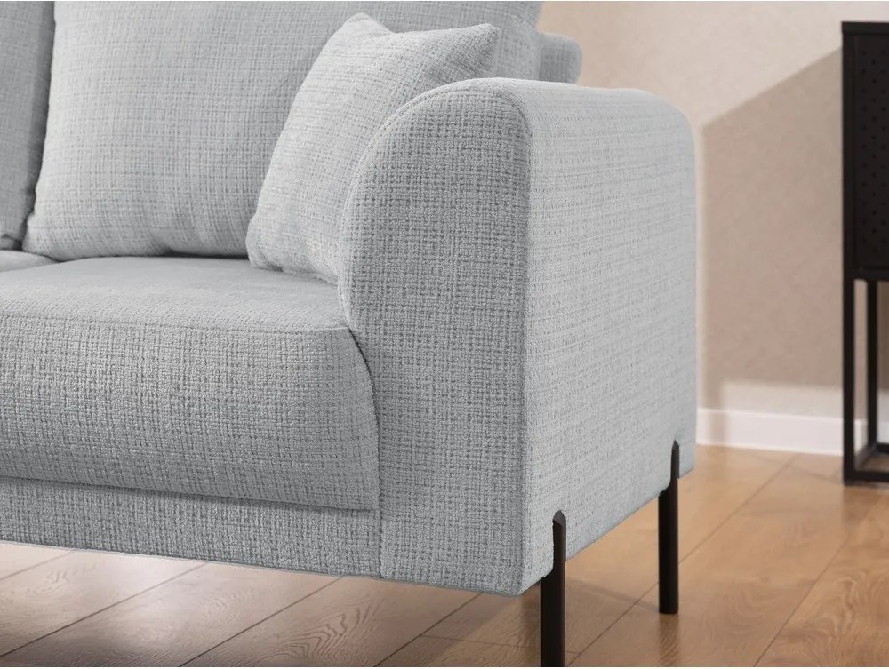 Divano angolare grigio chiaro (con penisola a sinistra/a L) con rivestimento in ciniglia Mauris – Ropez