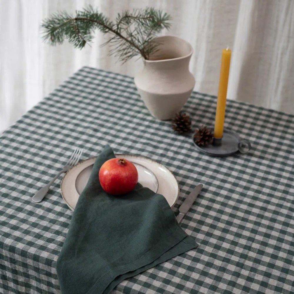 Tovaglia in lino 140x200 cm Forest Green Gingham – Linen Tales