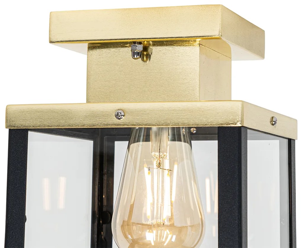 Lampada da soffitto da esterno industriale nera con oro - Rotterdam