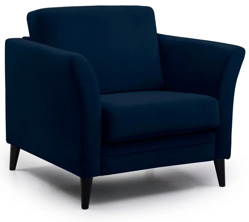 Poltrona blu scuro con rivestimento in velluto Eden – Scandic