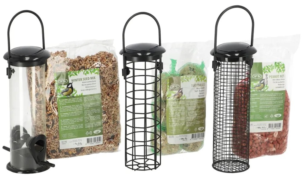 Set Completo Di Mangiatoie Per Uccelli 3 Pz /