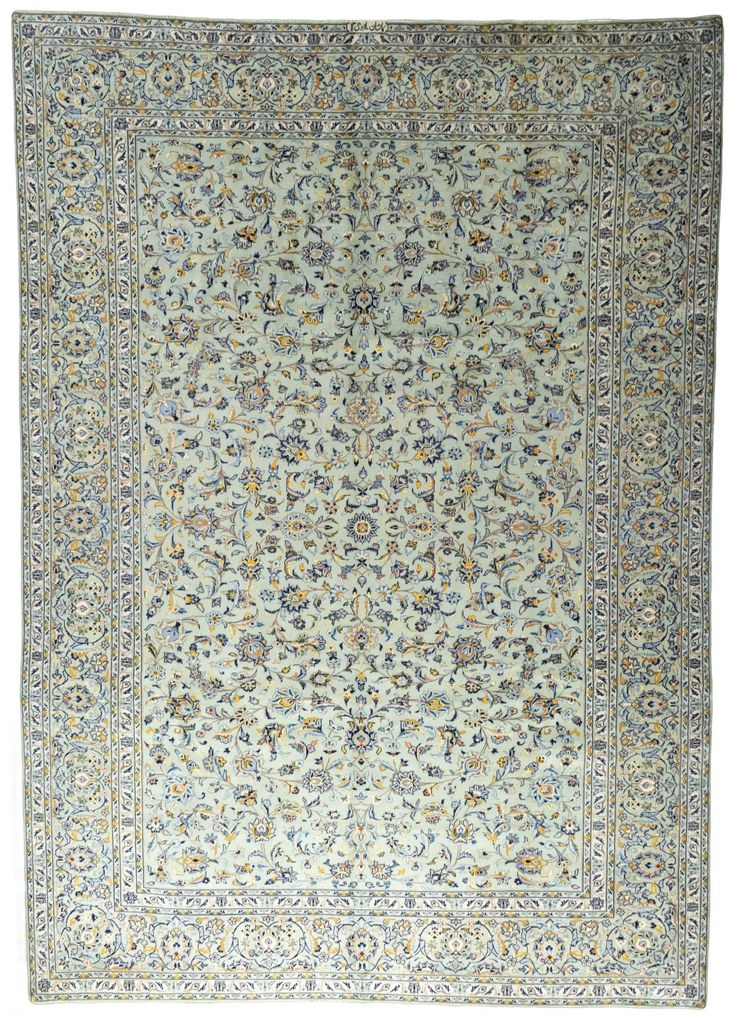 Kashan Tappeto 280 x 390 Verde (Iran) Annodato A Mano