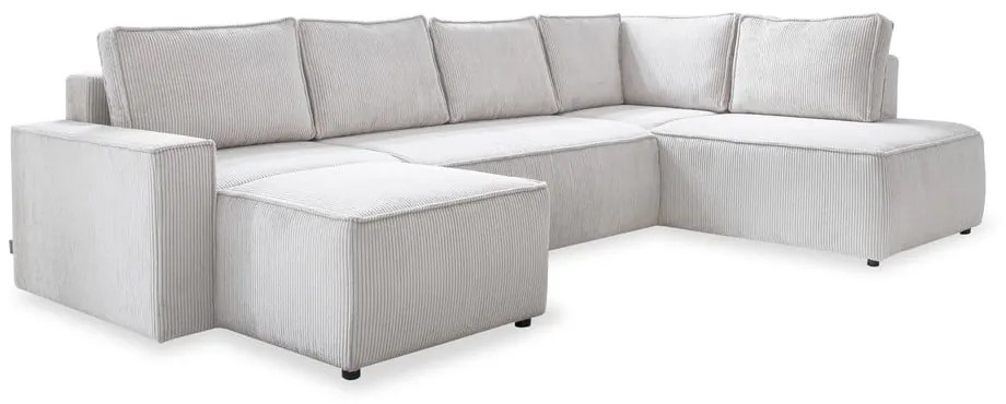 Divano letto angolare in velluto a coste bianco Brave Dave - Miuform