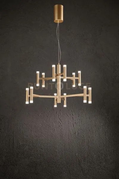 Sospensione in metallo e alluminio oro opaco candles led 68w 3000k...