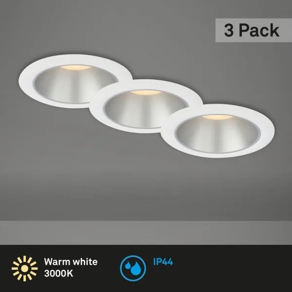 Briloner 7041-036 - SET 3x Lampada LED da incasso per bagni LED/4,9W/230V bianco
