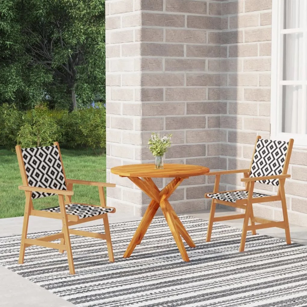 Set mobili da pranzo per giardino 3 pz legno massello di acacia