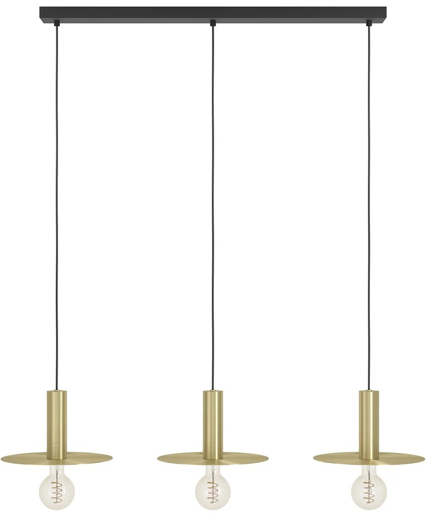 Lampadario A Sospensione Moderno Escandell Acciaio Nero Ottone 3 Luci E27