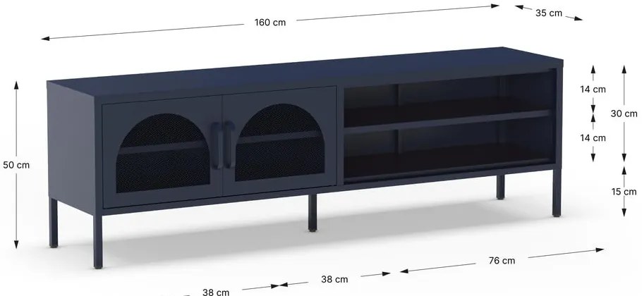 Mobile TV blu scuro 160x50 cm Diora - Marckeric