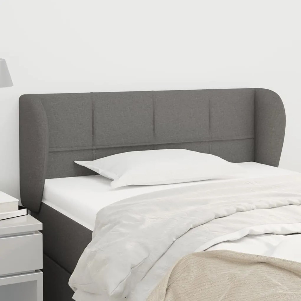 Testiera Ad Orecchio Grigio Scuro 103x23x78/88 Cm İn Tessuto /