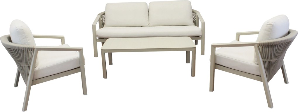 FRIDA - salotto outdoor in alluminio con schienale in corda