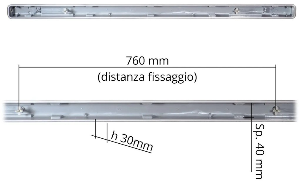 Plafoniera Stagna IP65 per Tubo LED 120cm - Unilaterale