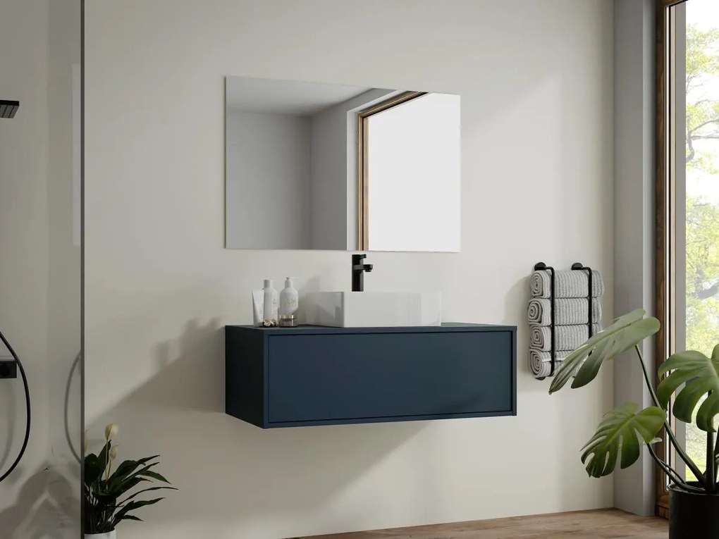 Mobile per bagno sospeso con lavabo singolo 94 cm Blu notte - TEANA II