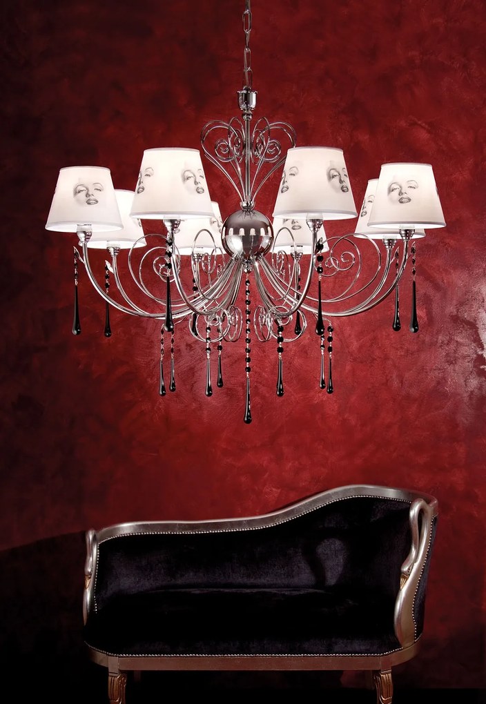 8-light chandelier Murano crystal -713/8 - Fashion Crystal - Arredo Luce Oro 24 kt