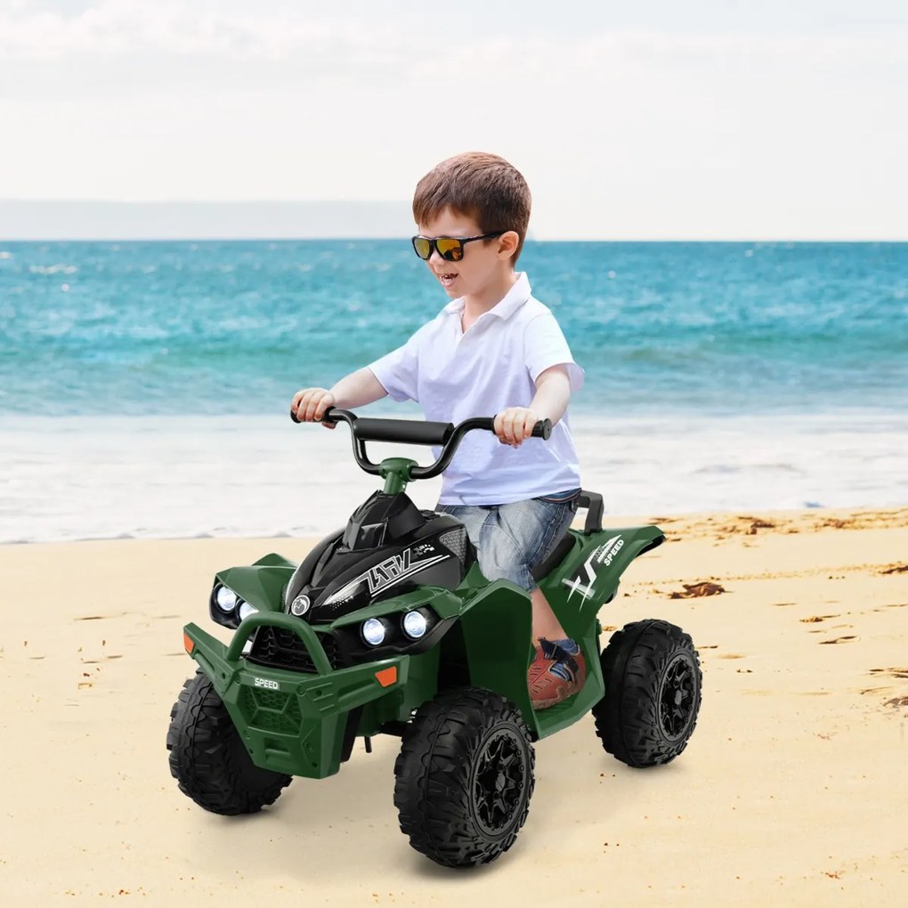 Costway ATV elettrico per bambini a 12V, Veicolo a batteria con velocità alta o bassa sedile comodo ruote larghe corno 4 Colori