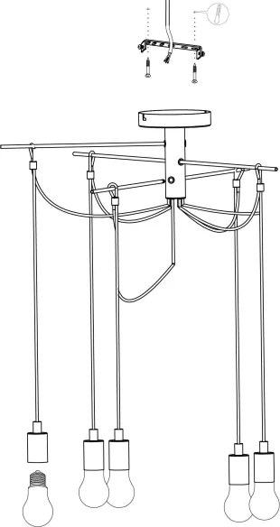 Eglo 98679 - Lampadario a sospensione con filo MUSARA 6xE27/60W/230V ragno