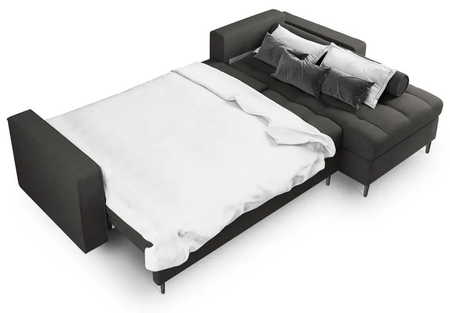 Divano letto angolare grigio scuro, angolo destro Santo - Milo Casa