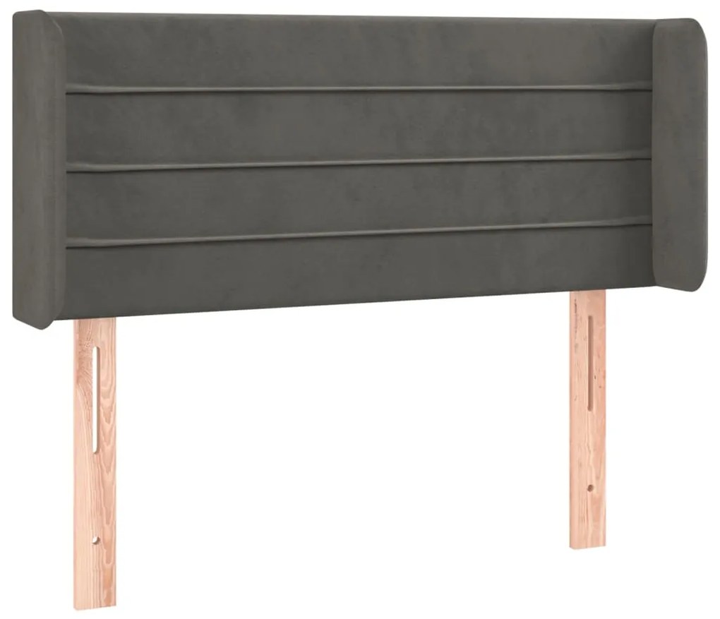 Testiera ad orecchio grigio scuro 83x16x78/88 cm in velluto